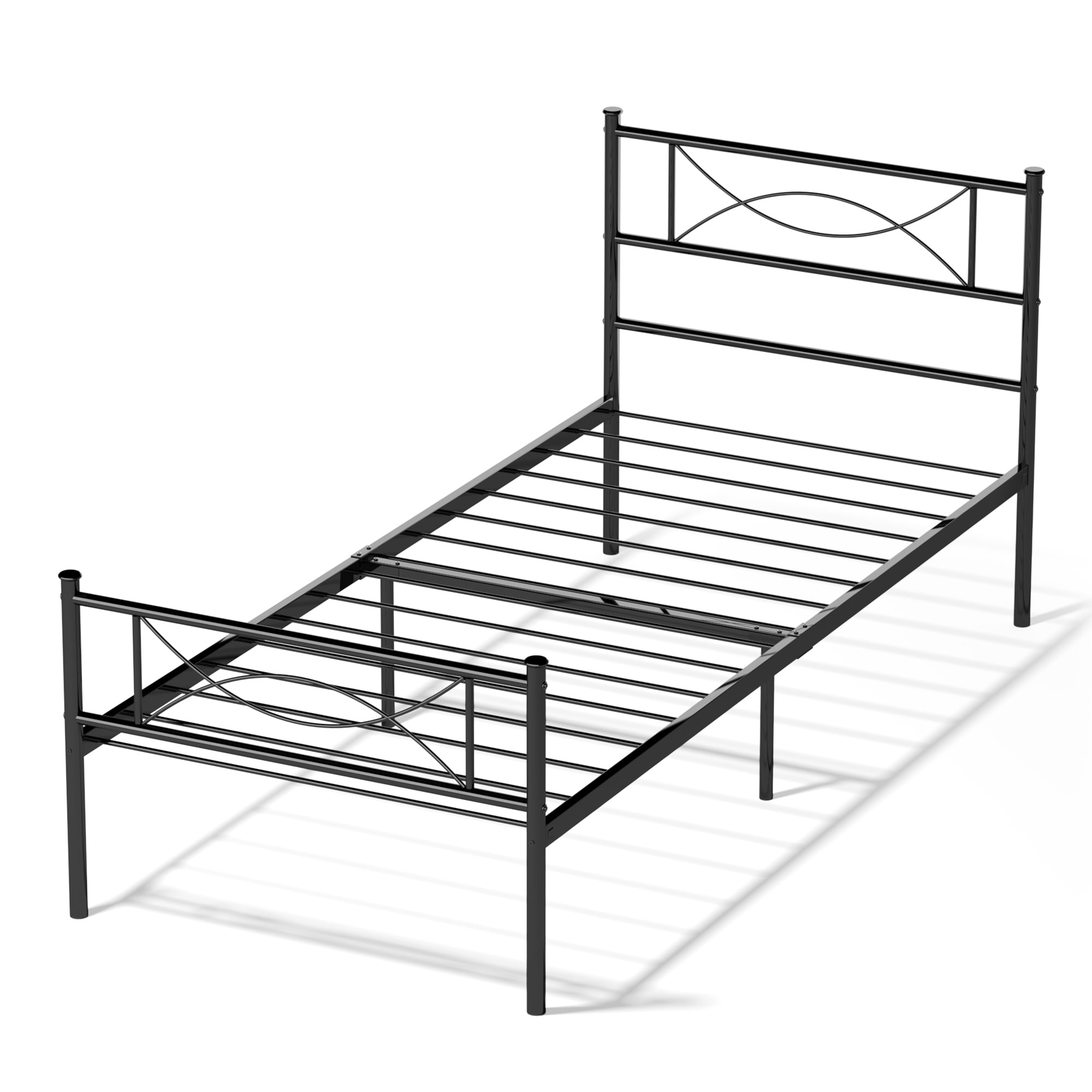Easy Assembly 12.7inch High Metal Platform Bed Frame with Bowknot