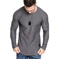 thumbnail image 1 of Camiseta lisa de manga larga con cuello redondo para hombre, camisetas informales deportivas ajustadas con músculos LingWen 8390615217774, 1 of 1