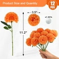 12 Pcs Artificial Chrysanthemums Flowers Ball Flowers, Orange Fake Mums