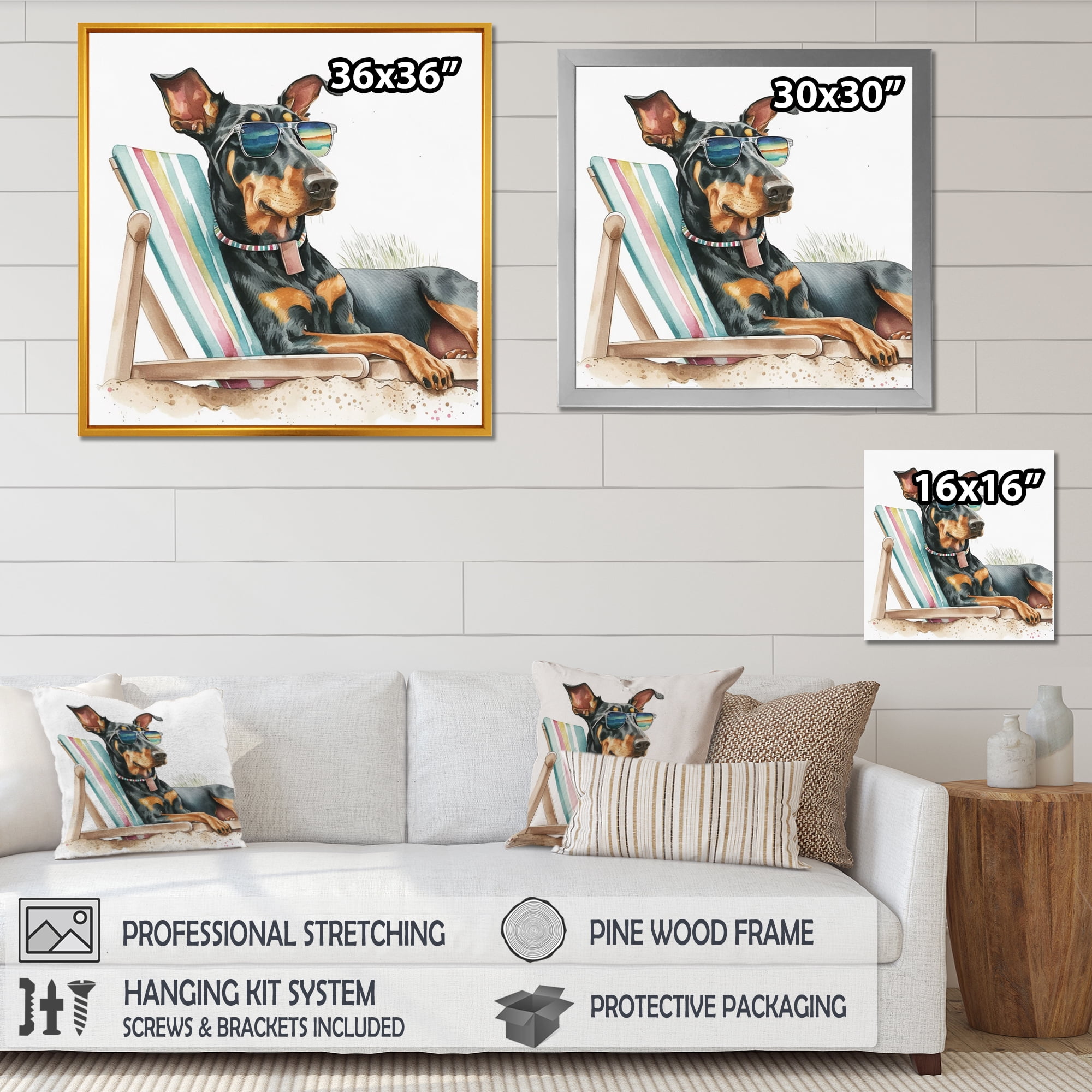 Designart Dog Laying On Chair At The Beach II Canvas Wall Art