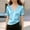 Light Blue, variant on Women's Elegant Satin Blouse Side Tie Drawstring V Neck Tops Summer Asymmetrical Hem Short Sleeve Casual Shirts