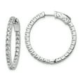thumbnail image 1 of 925 Sterling Silver 1.9mm Cubic Zirconia Cz Round Hinged Hoop Earrings In/out, 1 of 5