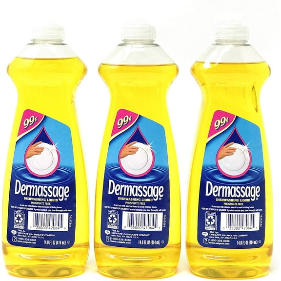 Tough on Stain Dish Soap Liquid Effective & Phosphate Free Dishwashing Soap for Daily Use Must Have Dishwashing Supplies for Cleaning Dish Liquid in Refillable Bottle,14 Fl OZ Per Bottle, 3 Bottles