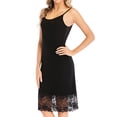 thumbnail image 4 of Women Sling Lace Stitching Hem U Neck Solid Color Midi Dress, 4 of 7