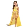 thumbnail image 2 of Hansber Sequin Romper Dress One Shoulder Sleeveless Flower Girls Wedding Party Pageant Gowns Gold 8, 2 of 7