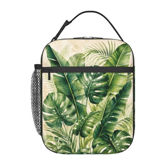 Tropical Leaf Lunch Bag Reusable Thermal Lunch Box with Handle for Women and Men