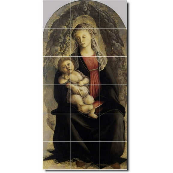 Ceramic Tile Mural-Sandro Botticelli Religious 26. 12.75" w x 25.5" h using (18) 4.25 x 4.25 ceramic tiles