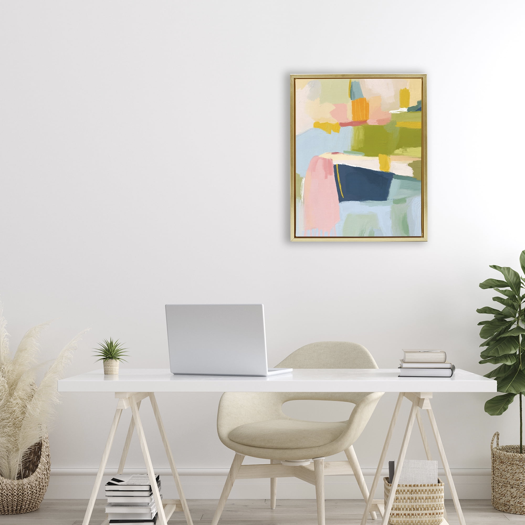 Stupell Industries Pastel Wonder Brushstrokes Gold Framed Floater Canvas Wall Art, design by Lisa Nohren