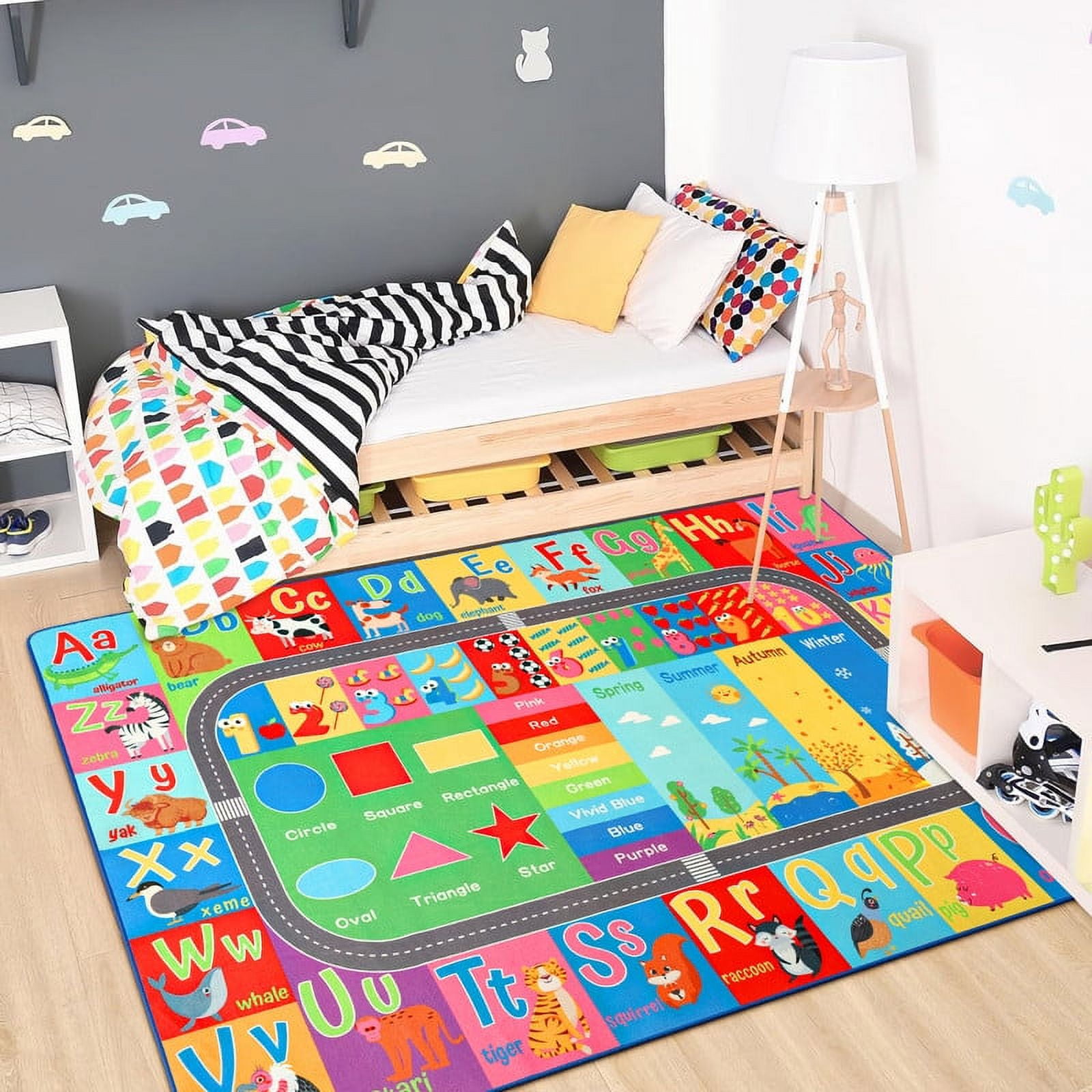Lochas Kids Carpet Play Mat Educational Learning Rugs for Playing Children Area Rugs for Bedroom Playroom Nursery,Blue,7x10 Feet