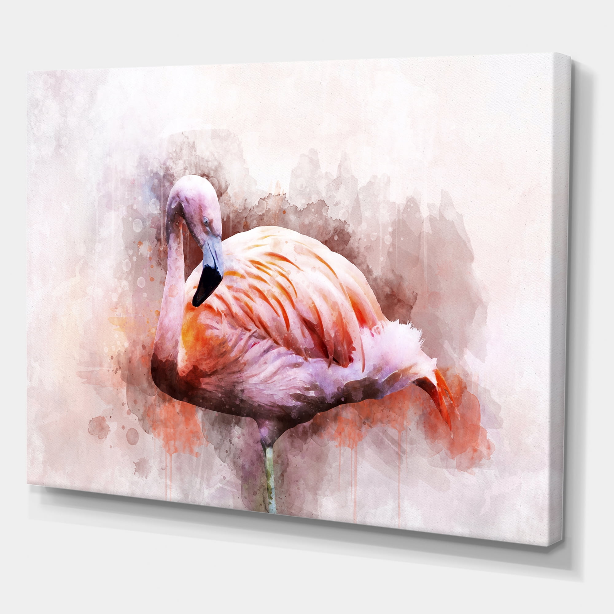 Designart ' Abstract Portrait of Pink Flamingo III ' Farmhouse Canvas Wall Art Print