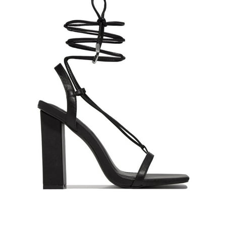 

Gomelly Women s Open Toe Lace up Chunky High Heels Ankle Strap Slingback Sandals