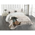 thumbnail image 3 of Ambesonne Vintage Quilted Bedspread Set 3 Pcs, Rodeo Cowboy Grunge Hat, Queen Size, Black Brown, 3 of 5