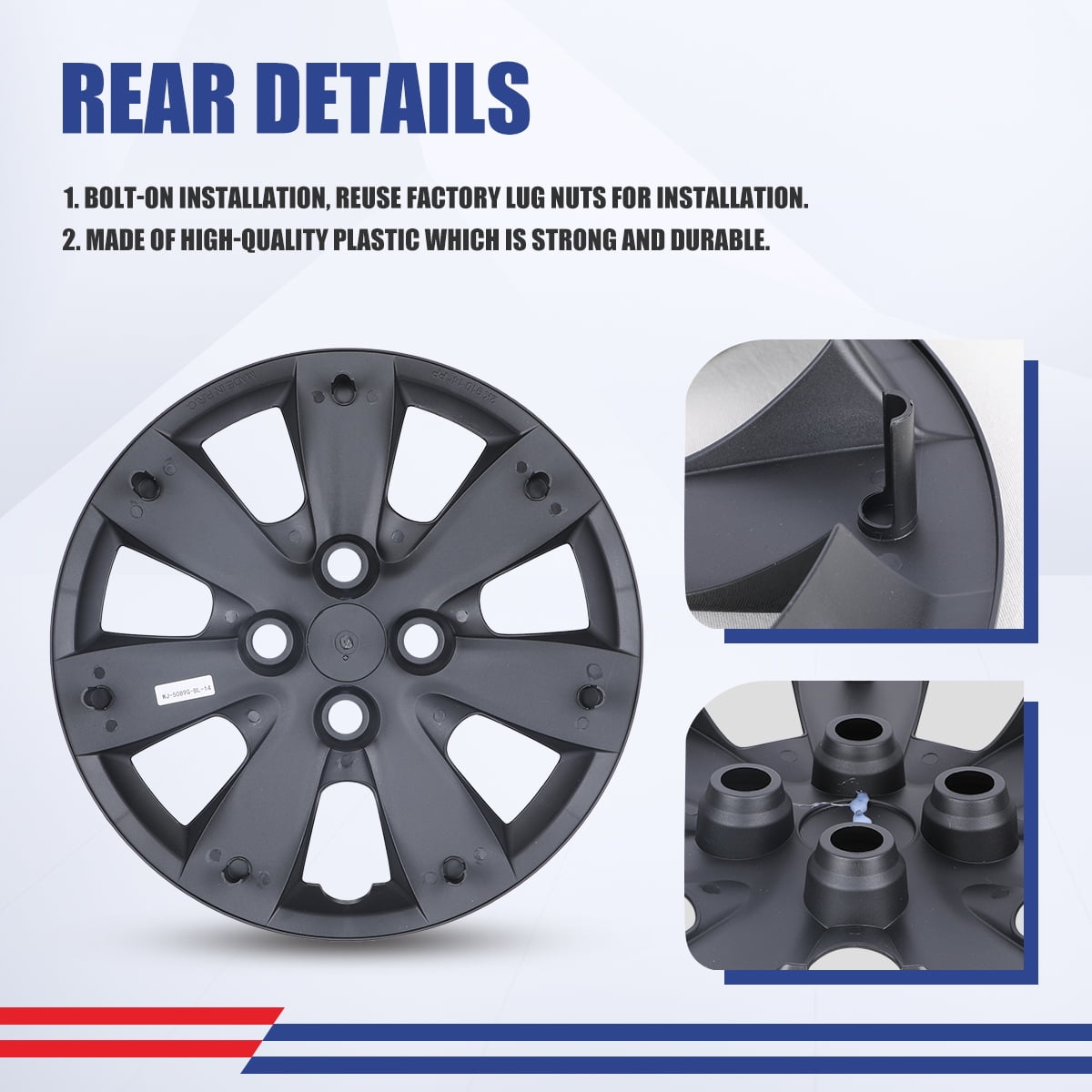 4Pcs 14 inch Hubcaps for Hyundai Accent Sedan/Hatchback 2008 2009 2010 2011,Fit Fit for Steel Wheel,Bolt-on Car Truck SUV Hub Cap,Black Lacquer