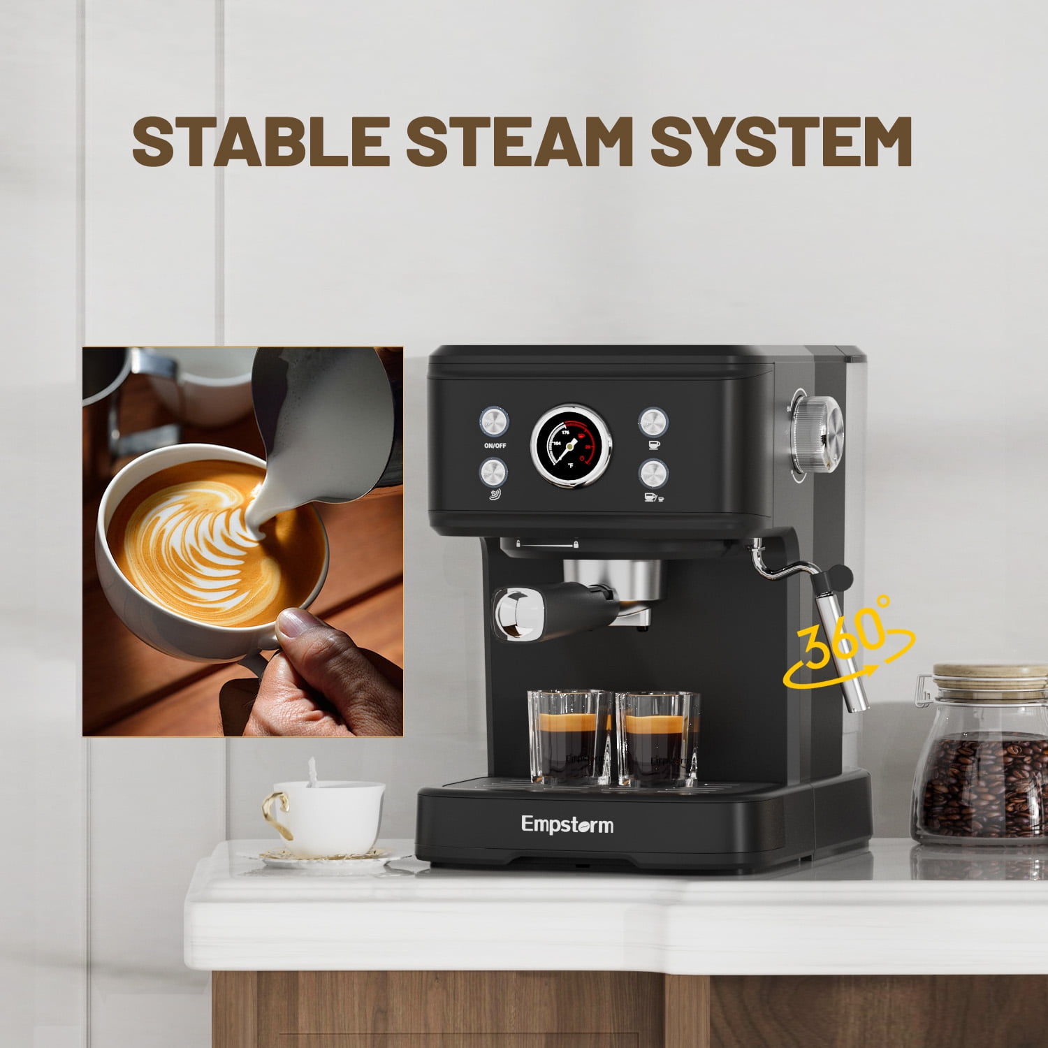 Maquina De Cafe Laekerrt 20 Bar Espresso Maker CMEP02 With Milk