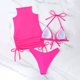 thumbnail image 4 of Gibobby Bañador de Bikini Nuevo bikini con cordones de piezas sexy traje de baño dividido(Rosa caliente,M), 4 of 4