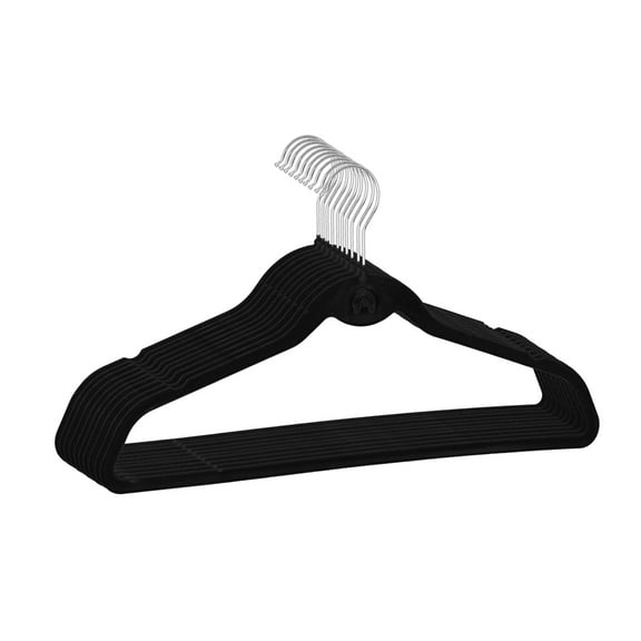 Trio Home Heavy Duty Velvet Hangers with Cascade Hook, 360 Degree Rotatable Hook (20 PACK) - Black