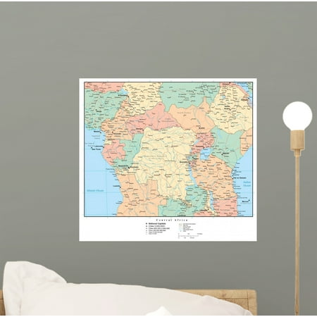 Map Mural - Political Map Central Africa Wall Mural Decal Sticker, Wallmonkeys Peel & Stick Vinyl Graphic (12 in W x 11 in H)