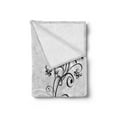 thumbnail image 2 of Black and Grey Soft Flannel Fleece Throw Blanket, Grunge Illustration of Butterflies and Floral Details, Cozy Plush for Indoor and Outdoor Use, 50" x 70", Charcoal Grey Pale Taupe, by Ambesonne, 2 of 5