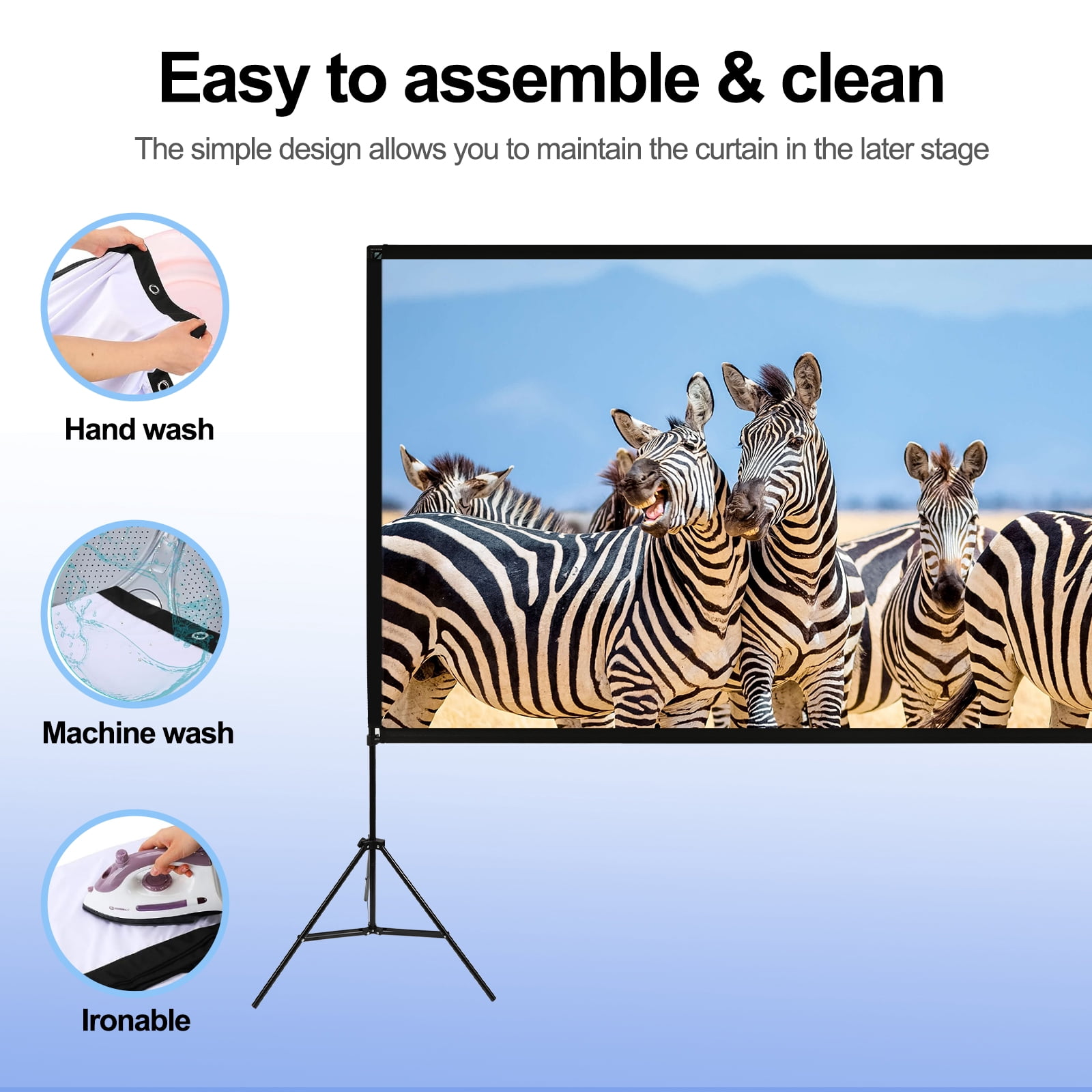 Projector Screen With Stand,100 Inch Portable Projector Screen 16:9 HD - View #5