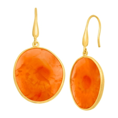 Piara 27 ct Natural Carnelian Drop Earrings in 18kt Gold-Plated Sterling Silver