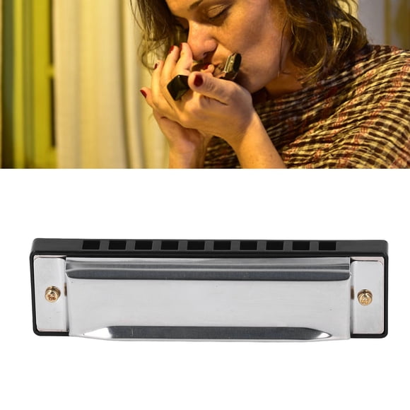 Diatonic Harmonica, Harmonica Gift Silver C Key Portable 10 Hole for Country Rock Music