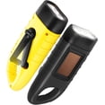 thumbnail image 1 of Yellowish Black，2 Pack Solar Power Hand Crank Rechargeable LED Flashlight Emergency Survival Torch Quick Release Carabiner Dynamo Flashlight, 1 of 7