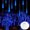 Blue, variant on Christmas Lights Meteor Shower Lights, 8 Tube 144 LED 11.8inch Outdoor Falling Rain Lights Waterproof Plug in Meteor Lights for Tr