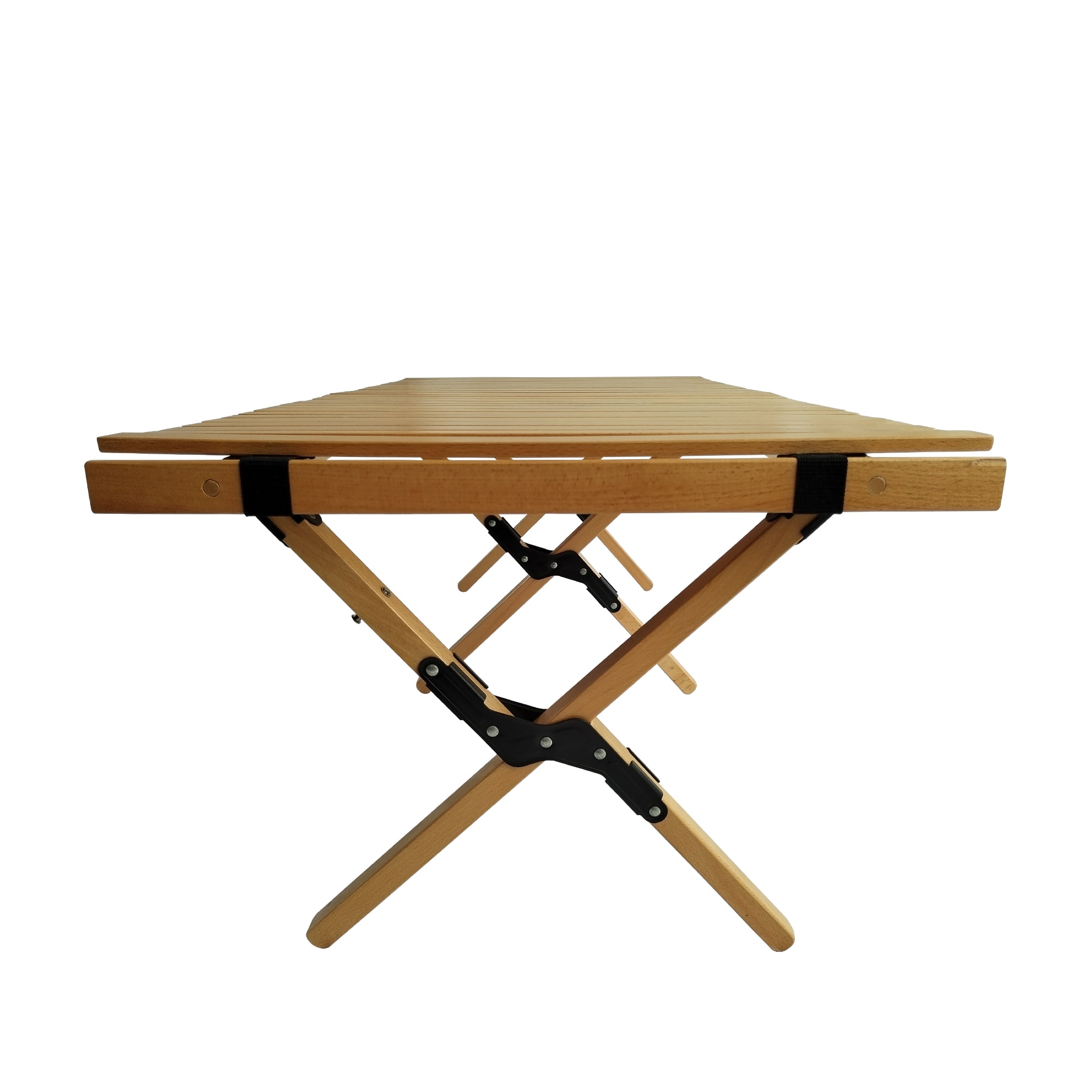 Multifunctional Folding Table, Portable Wooden Outdoor Dining Table for Camping Backyard Party, Natural