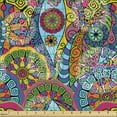 thumbnail image 2 of Ambesonne Floral Fabric by the Yard Upholstery, Hippie Aztec Tribal Boho, 1 Yard, Multicolor, 2 of 5