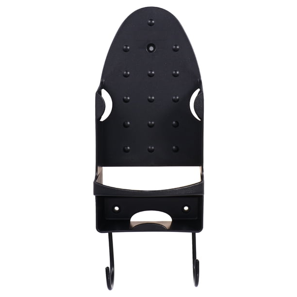 EeaseMX 1 soporte de plancha de acero inoxidable para tabla de planchar, estante de pared con doble gancho para armario, para casa, hotel (negro)