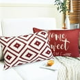 thumbnail image 2 of Decorative Throw Pillow Covers 12x20 Inch Wine Red Pillow Covers for Couch Sofa Living Room Bedroom,Farmhouse Outdoor Throw Pillow Cover,Modern Geometric Linen Square Throw Pillow Case Set of 4, 2 of 6