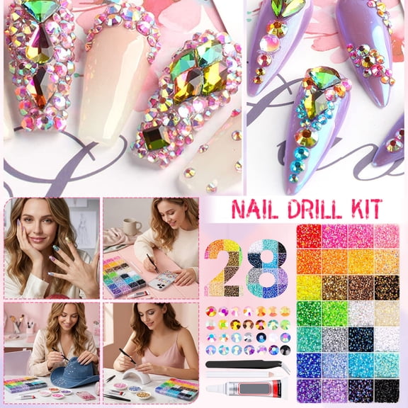 KEVCHE 28 Colors Rhinestones for Bedazzling,Jelly Resin Gems , Bedazzler Kit with Flatback Resin Rhinestones for Makeup, Nail Art &Crafting, Complete Bedazzling Kit with Glue, Pickup Pen & Tweezers