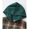 thumbnail image 5 of Jolyshlid Boys 2 Piece Sweatsuit Flannel Plaid Button Shirt Hoodie and Cargo Pants Sets for Kids Clothes Dark Green 11-12 Years, 5 of 11
