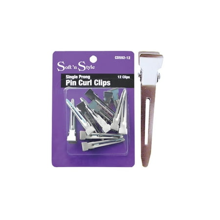 Soft 'N Style Single Prong Pin Curl Hair Clips, 12