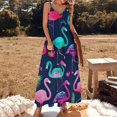 thumbnail image 2 of Flamingo Pattern Sleeveless Dress Woman Fashion Long Dresses Women's Summer Suit Dress Summer 2025 Women, 2 of 7