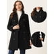 thumbnail image 2 of Abrigo de invierno Allegra K mujer cuello Peter Pan doble botonadura bolsillo inclinado Negro XL, 2 of 6