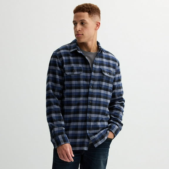 Men's Vans® Long Sleeve Button Front Shirt Color: Grisaille Size: L