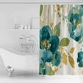 thumbnail image 4 of Extra Long Shower Curtain 72x96 Inch, Watercolor Flower Shower Curtain Waterproof Bathroom Decor Turquoise Green Elegant Retro Floral Fabric Bath Curtain Set Accessories with Hooks, 4 of 6