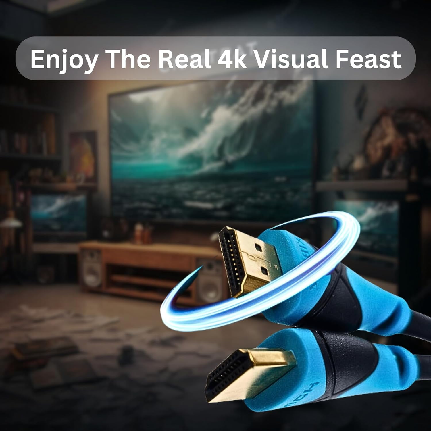XIBUZZ 4K 40 Ft HDMI to HDMI Cable, TrueHD, HDR, Nylon, 30AWG, 1 Count