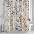 thumbnail image 3 of Vintage Pastoral Leaves Shower Curtain for Bathroom Decor, Brown Leaf Farmhouse Linen Texture Waterproof Fabric Shower Curtain, 48"x72" Set with 12 Hooks, 3 of 9