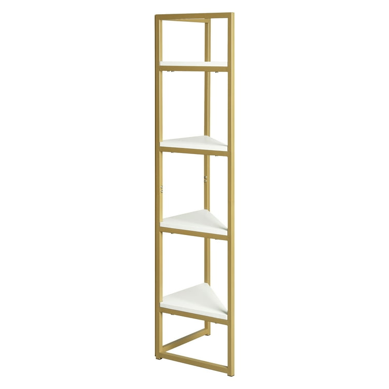 3 Tiers Modern Foldable Standing Bathroom Shelving Corner Shelf in Gold