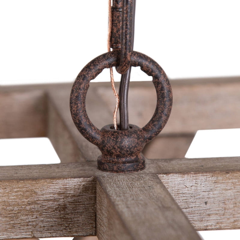 LNC Elderflower 4-Light Farmhouse Pendant Light in Rustic Iron and Weathered Wood Finish