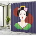 thumbnail image 4 of Ambesonne Asian Woman Shower Curtain, Traditional Lady View, 69"Wx70"L, Quartz Paprika Green, 4 of 4