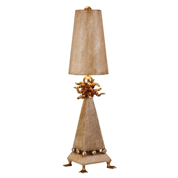 Lucas McKearn Leda Traditional Resin Table Lamp in Tapered Cream/Gold Leaf