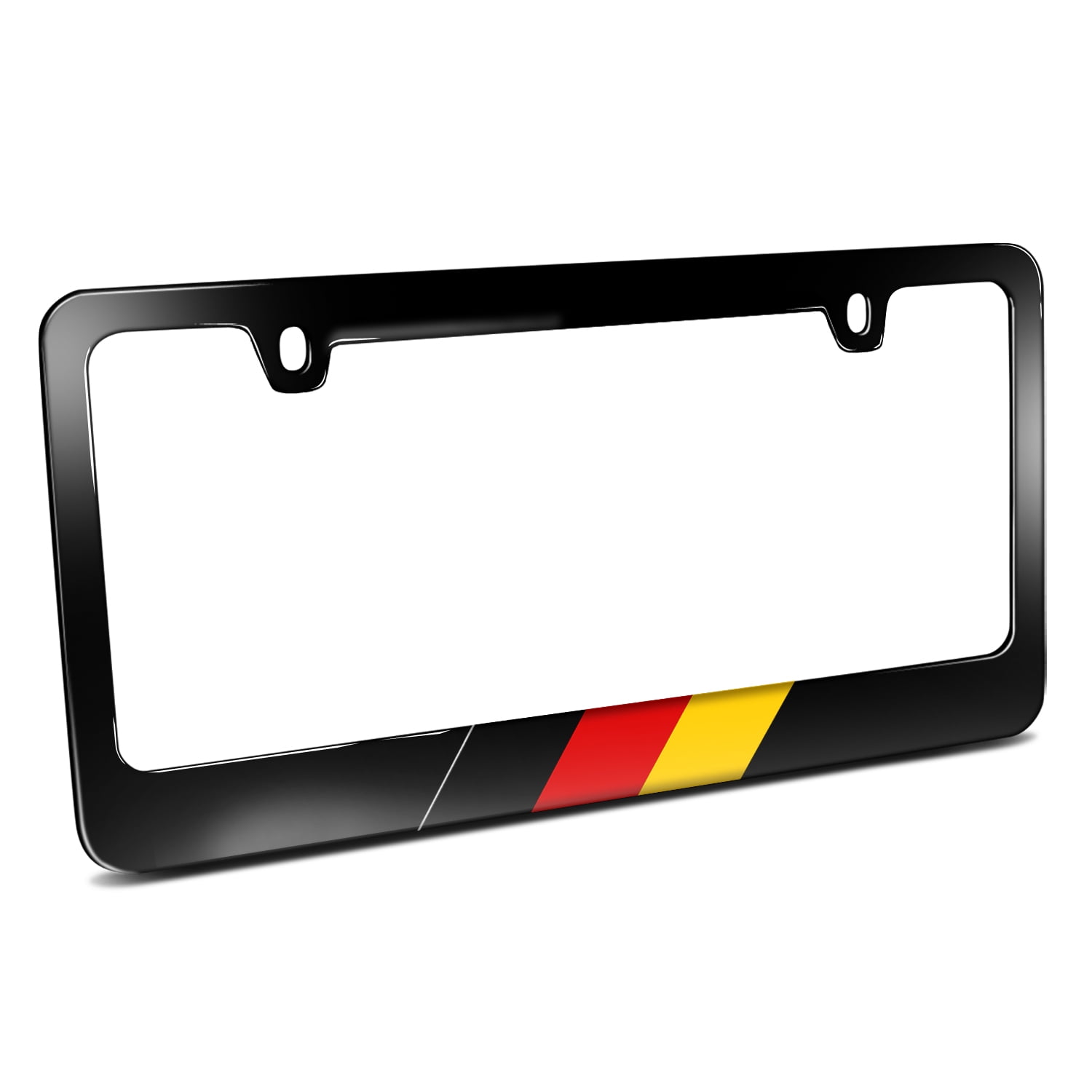 German Flag in Sports Stripe Black Metal License Plate Frame