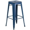 thumbnail image 3 of BizChair Commercial Grade 30" High Backless Distressed Antique Blue Metal Indoor-Outdoor Barstool, 3 of 9