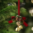 thumbnail image 6 of Christmas Hanging Small Bells with Velvet Bow and Pinecones Mini Pendant Ornament for Tree Door Wreath Garland Holiday Home Decorations, 6 of 6