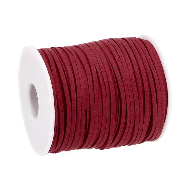 Unique Bargains Corde en Cuir Plate Suédée 2,6 mm de 49,21 Yards pour Bricolage, Rouge Vin 1 Rouleau