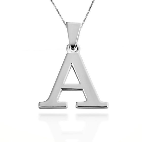 Sterling Silver Personalized Letter "A" Initial Pendant Necklace with 20" Chain