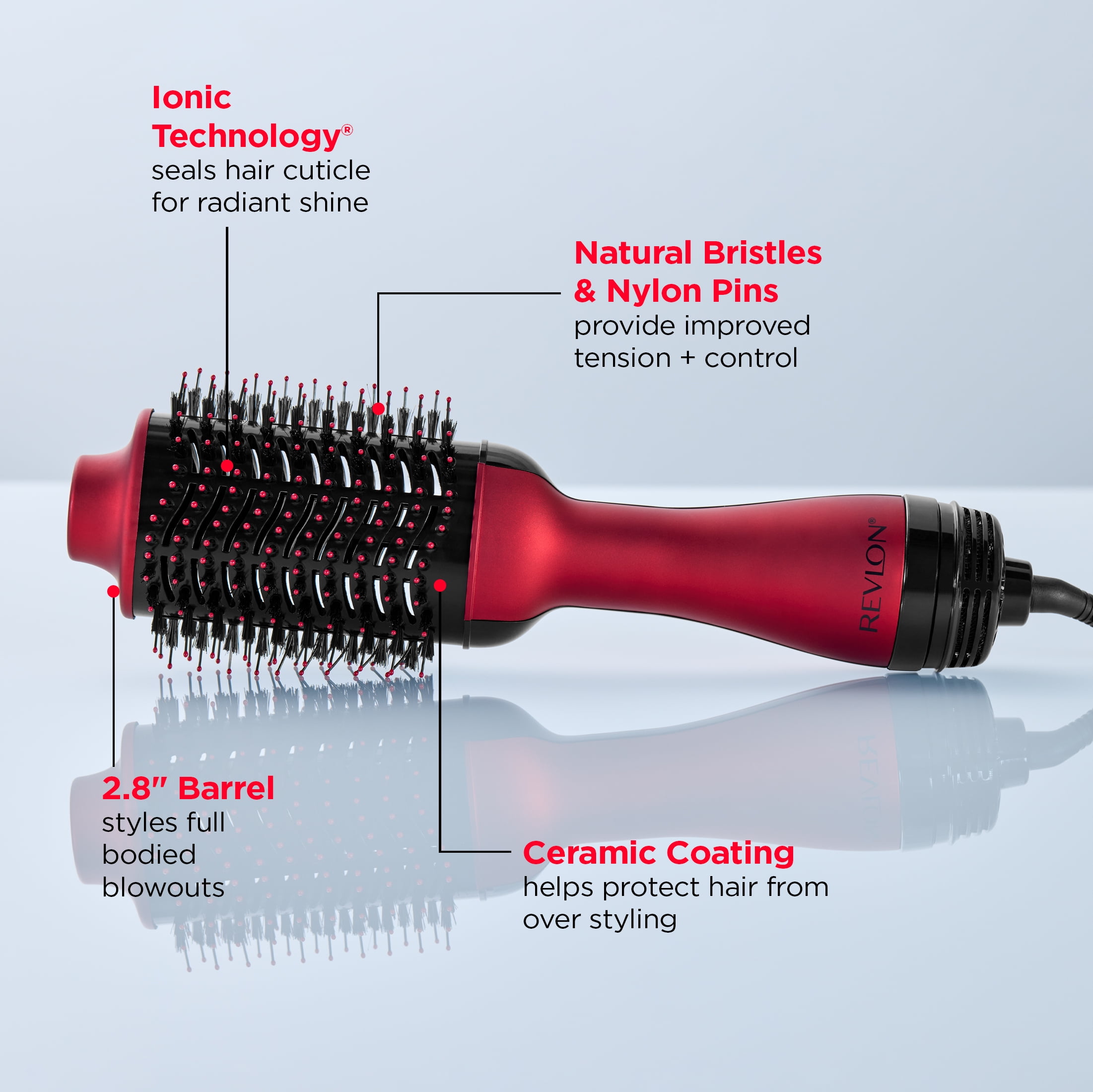 Revlon One-Step Volumizer Hair Dryer and Hot Air Brush, Limited Edition Red